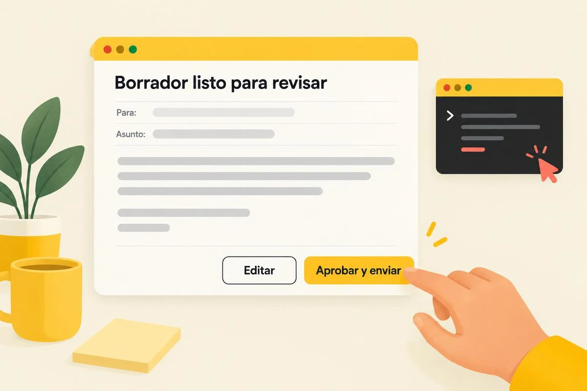 El dueño del negocio revisa y aprueba el trabajo de su agente IA